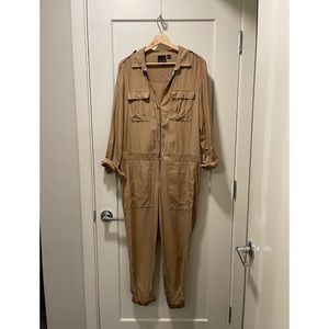 Trouve Tan Military Jumpsuit